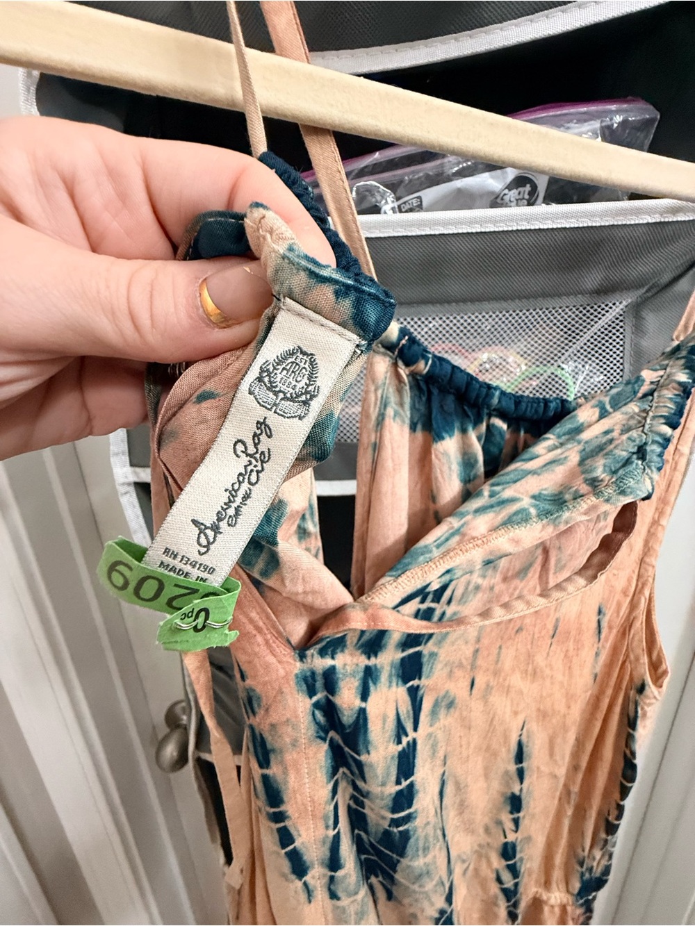 American Rag Tie-Dye Peach and Teal Camisole